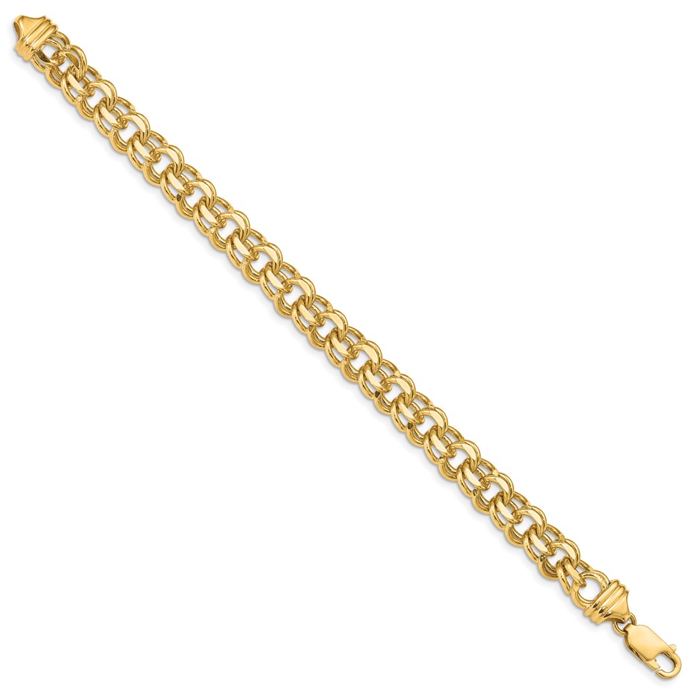14k 8.5mm Diamond-cut Solid Heavy Double Link 7 inch Charm Bracelet (DOH20-7)