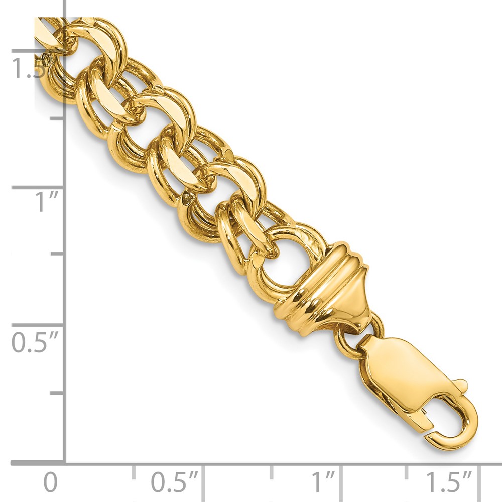 14k 8.5mm Diamond-cut Solid Heavy Double Link 7 inch Charm Bracelet (DOH20-7)