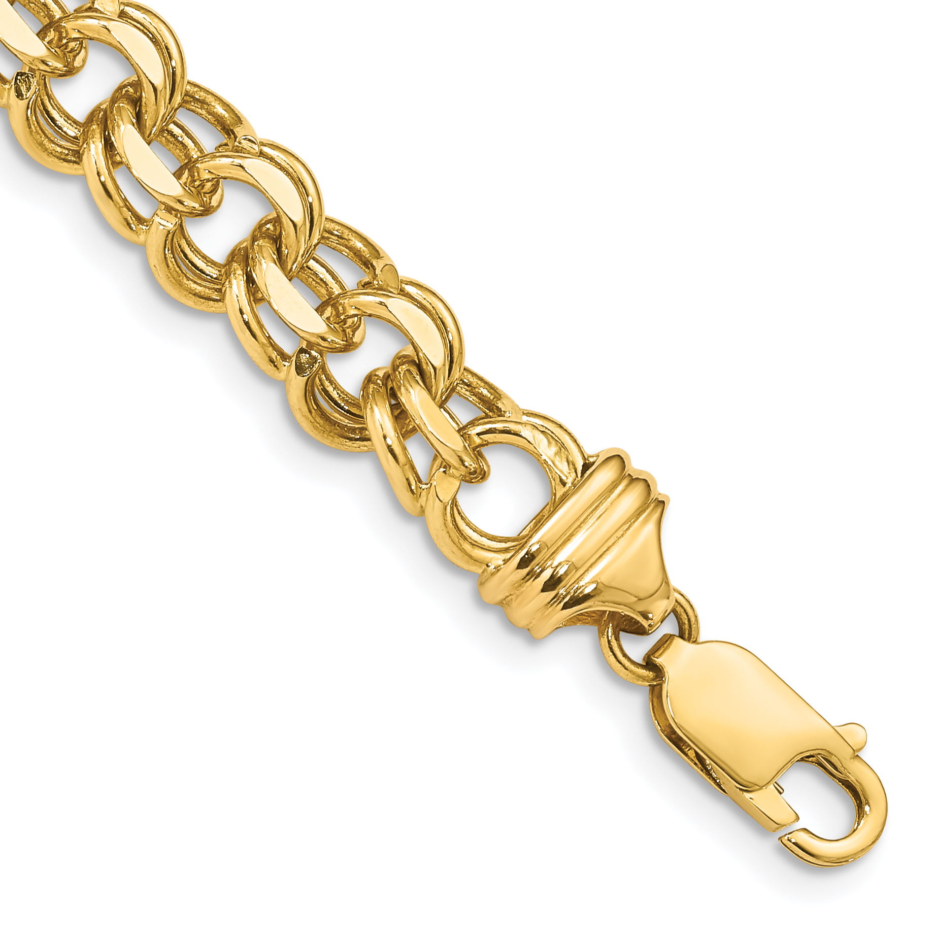 14k 8.5mm Diamond-cut Solid Heavy Double Link 7 inch Charm Bracelet (DOH20-7)