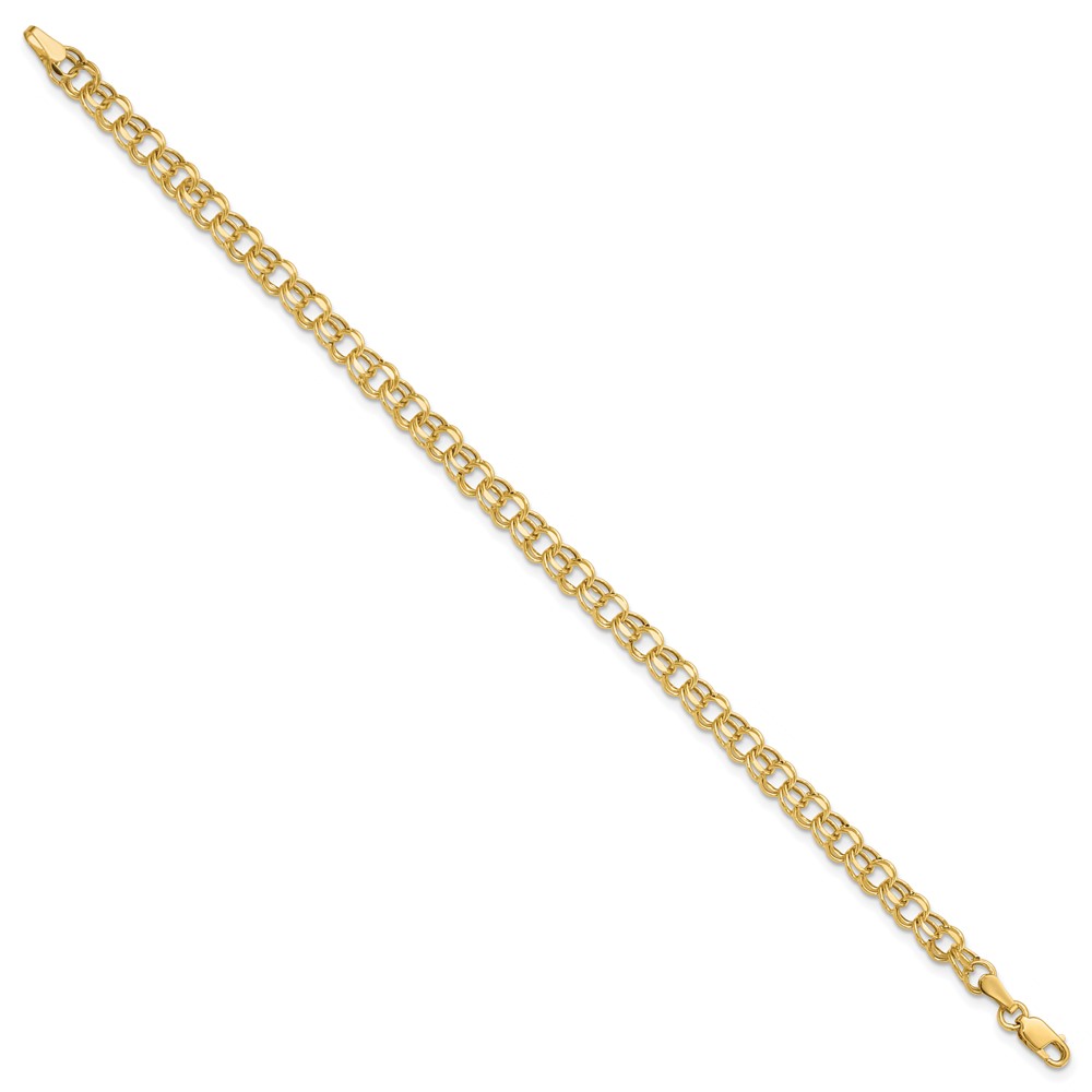 14k 4.5mm Hollow Diamond-cut Double Link 7 inch Charm Bracelet (DOH21-7)