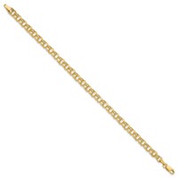 14K 4.5mm Yellow Gold Hollow Diamond-cut Double Link Charm Bracelet, 7" view 2