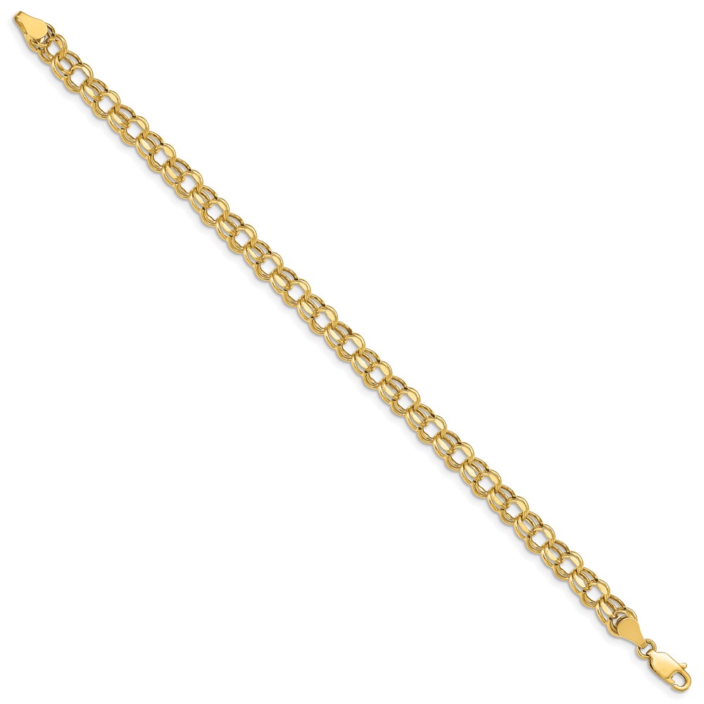 14k 6mm Hollow Diamond-cut Double Link 8 inch Charm Bracelet (DOH22-8)