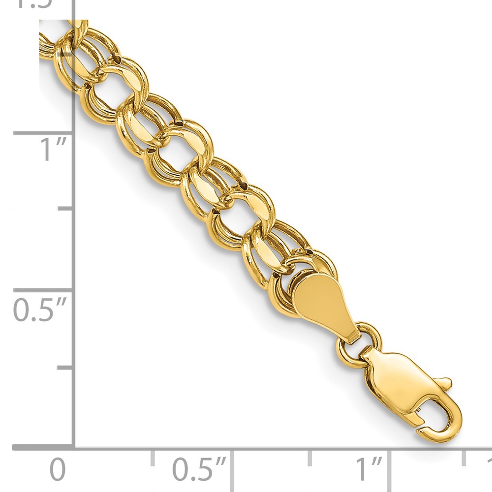 14k 6mm Hollow Diamond-cut Double Link 8 inch Charm Bracelet (DOH22-8)