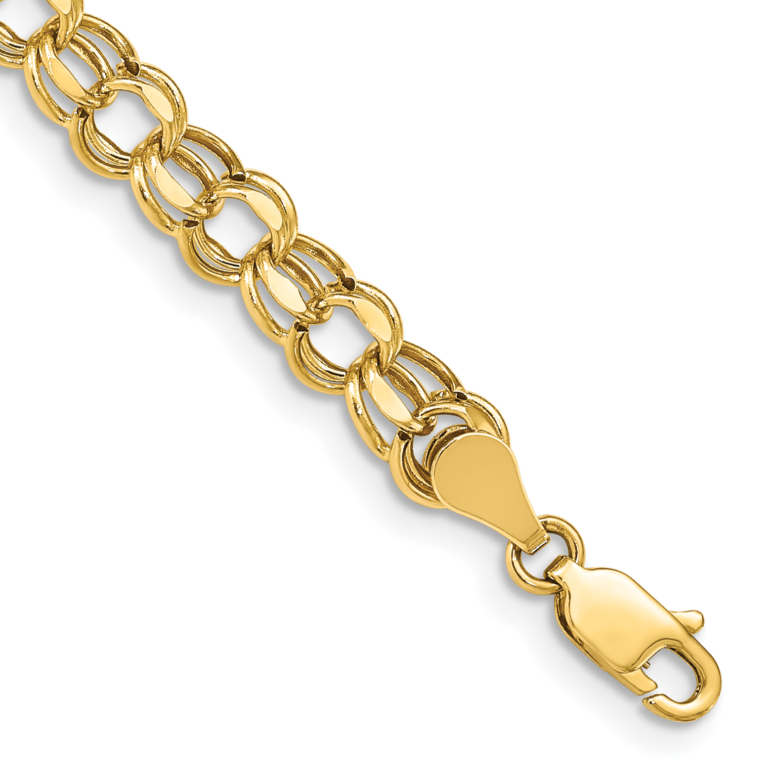14k 6mm Hollow Diamond-cut Double Link 7 inch Charm Bracelet (DOH22-7)
