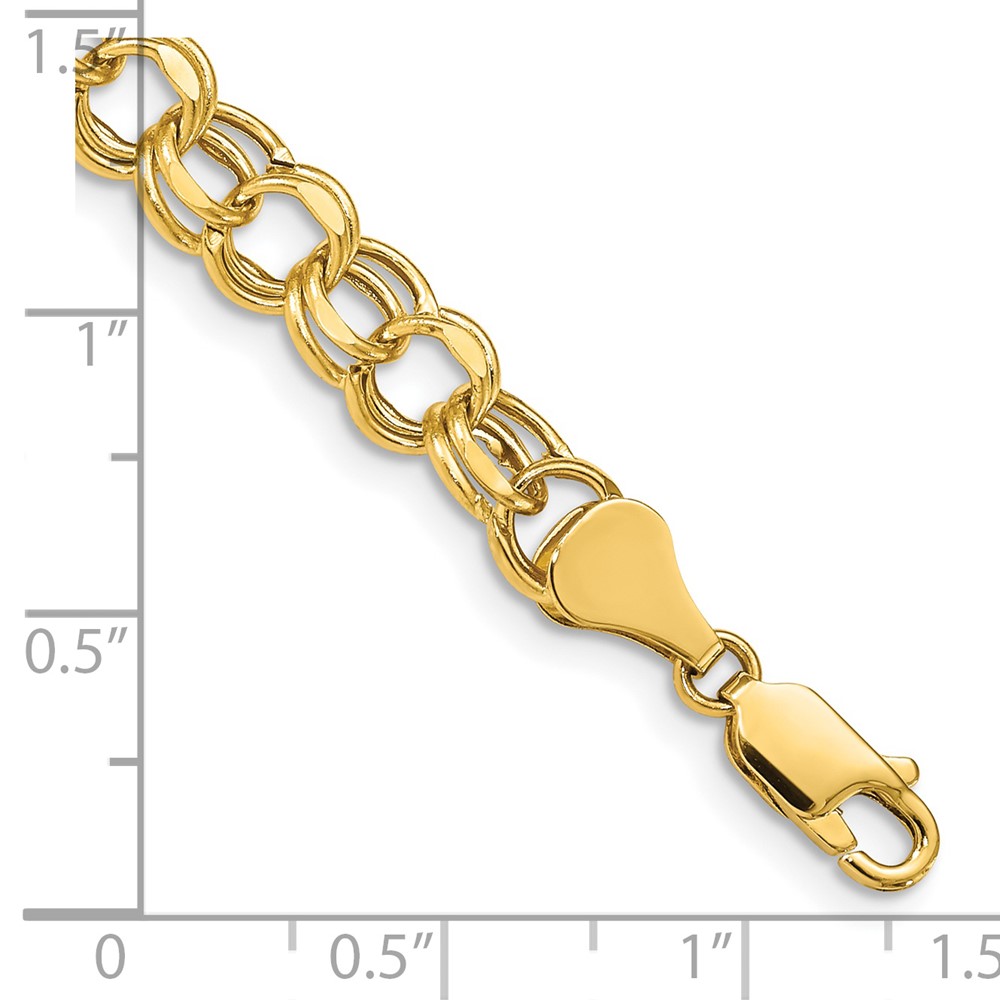 14k 7mm Hollow Diamond-cut Double Link 8 inch Charm Bracelet (DOH23-8)