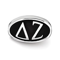 Sterling Silver LogoArt Delta Zeta Sorority Greek Letters Enameled Oval Bead view 2