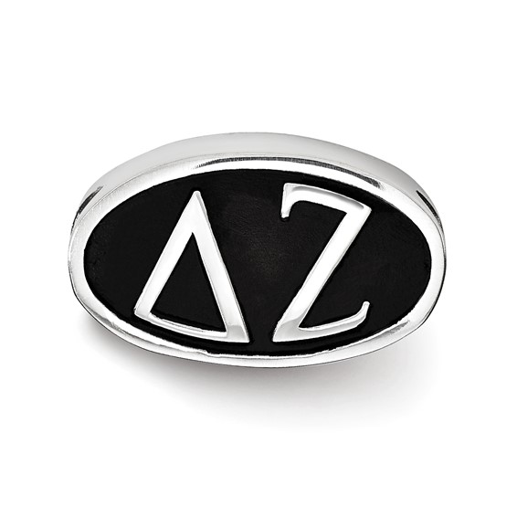 Sterling Silver LogoArt Delta Zeta Sorority Greek Letters Enameled Oval Bead