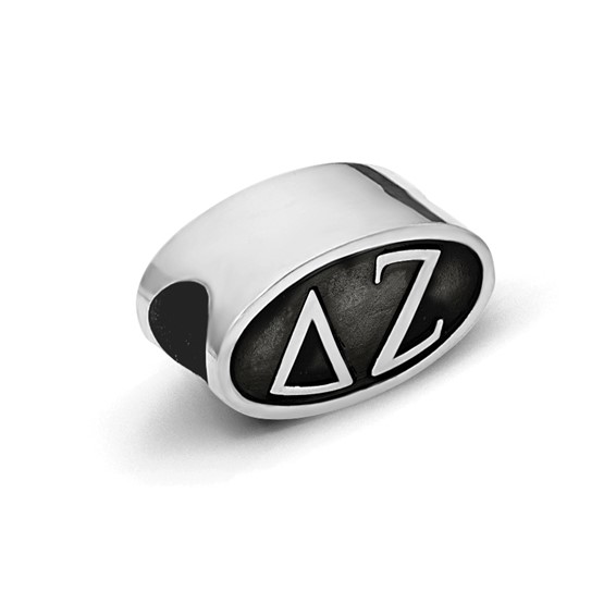 Sterling Silver LogoArt Delta Zeta Sorority Greek Letters Enameled Oval Bead