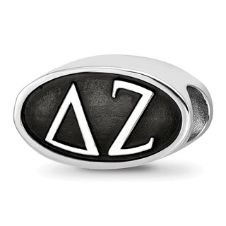 Sterling Silver LogoArt Delta Zeta Sorority Greek Letters Enameled Oval Bead