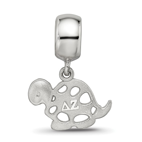Sterling Silver Rhodium-plated LogoArt Delta Zeta Turtle on Bead