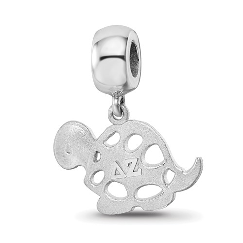 Sterling Silver Rhodium-plated LogoArt Delta Zeta Turtle on Bead