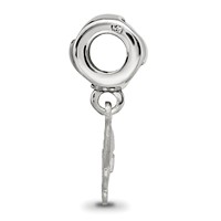 Sterling Silver Rhodium-plated LogoArt Delta Zeta Turtle on Heart Bead view 2