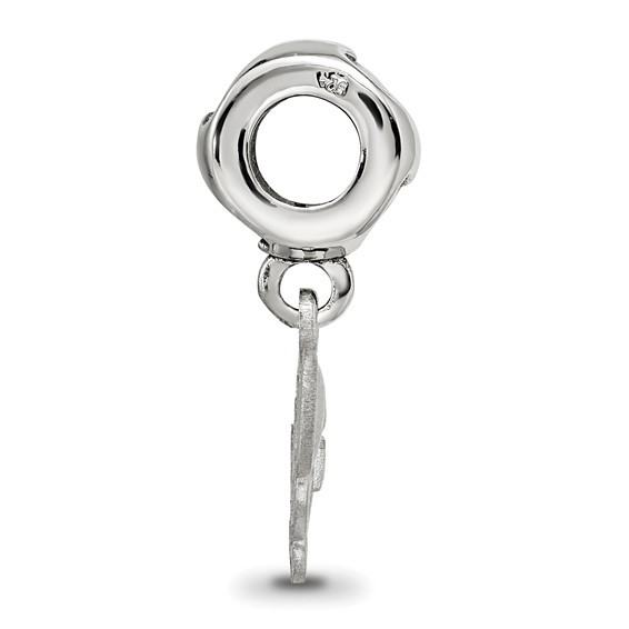 Sterling Silver Rhodium-plated LogoArt Delta Zeta Turtle on Heart Bead