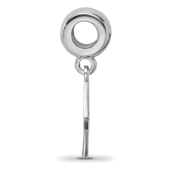 Sterling Silver Rhodium-plated LogoArt Delta Zeta Vertical Letters Bead