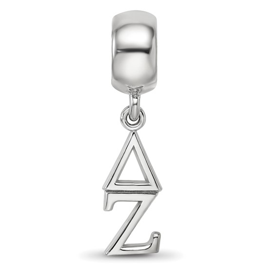 Sterling Silver Rhodium-plated LogoArt Delta Zeta Vertical Letters Bead