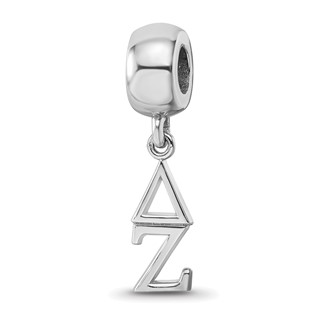 Sterling Silver Rhodium-plated LogoArt Delta Zeta Vertical Letters Bead