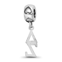 Sterling Silver RH-plated LogoArt Delta Zeta Vertical Letters on Heart Bead view 4