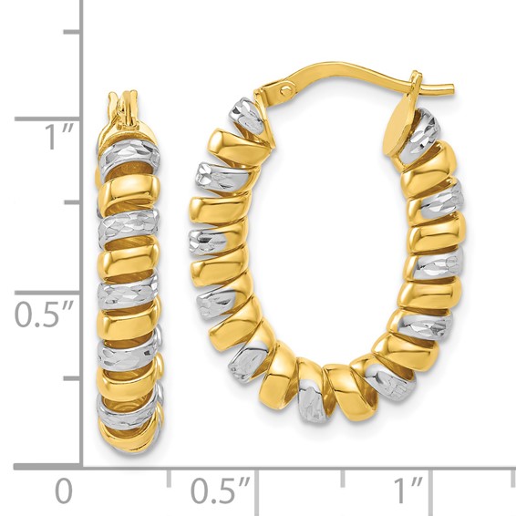 Affordable Expressions Sterling Silver and 18K Gold-plated Polished and Diamond-cut Fusilli Coil Wrapped Oval Hoop Earrings