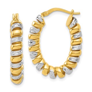 Affordable Expressions Sterling Silver and 18K Gold-plated Polished and Diamond-cut Fusilli Coil Wrapped Oval Hoop Earrings