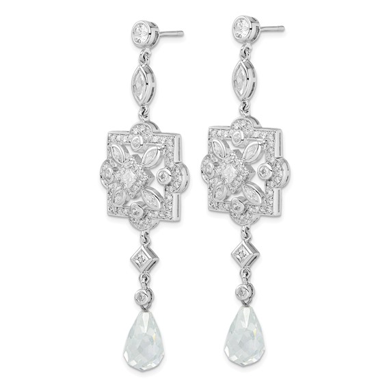 Sterling Silver Rhodium-plated CZ Dangle Earrings