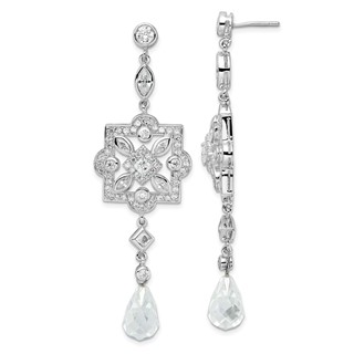 Sterling Silver Rhodium-plated CZ Dangle Earrings