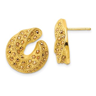 Gold Plate Silver Marcasite Swirl Earring