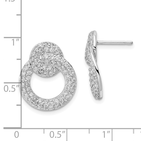 Rhodium Plated Silver White Cz Swirl Earring