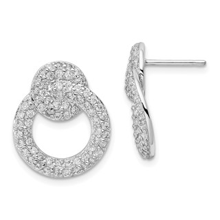 Rhodium Plated Silver White Cz Swirl Earring