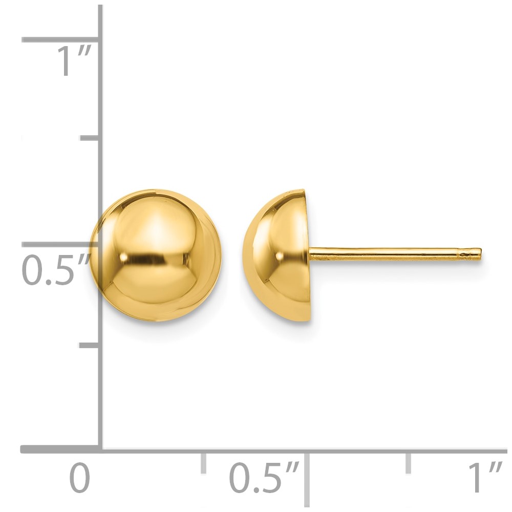 14k Polished 8mm Half Ball Post Earrings (E1033)