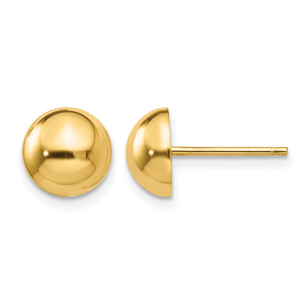 14k Polished 8mm Half Ball Post Earrings (E1033)