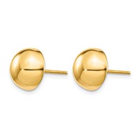 14K 10mm Yellow Gold Polished Half Ball Post Earrings view 2