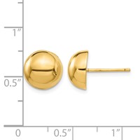 14K 10mm Yellow Gold Polished Half Ball Post Earrings view 4