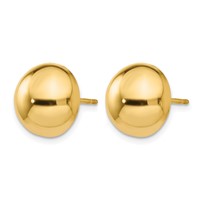 14K 12mm Yellow Gold Polished Half Ball Post Earrings view 2
