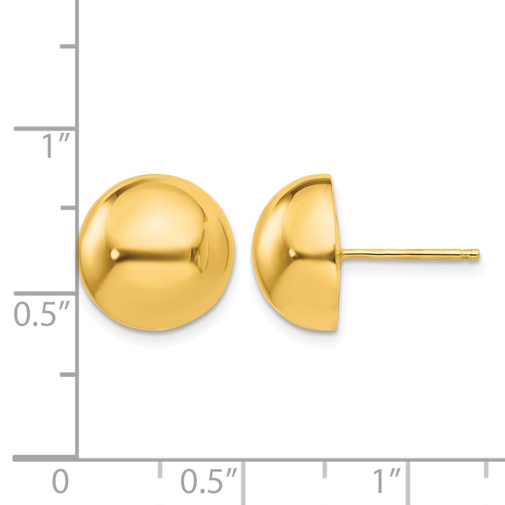 14k Polished 12mm Half Ball Post Earrings (E1035)