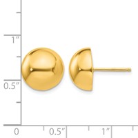 14K 12mm Yellow Gold Polished Half Ball Post Earrings view 4