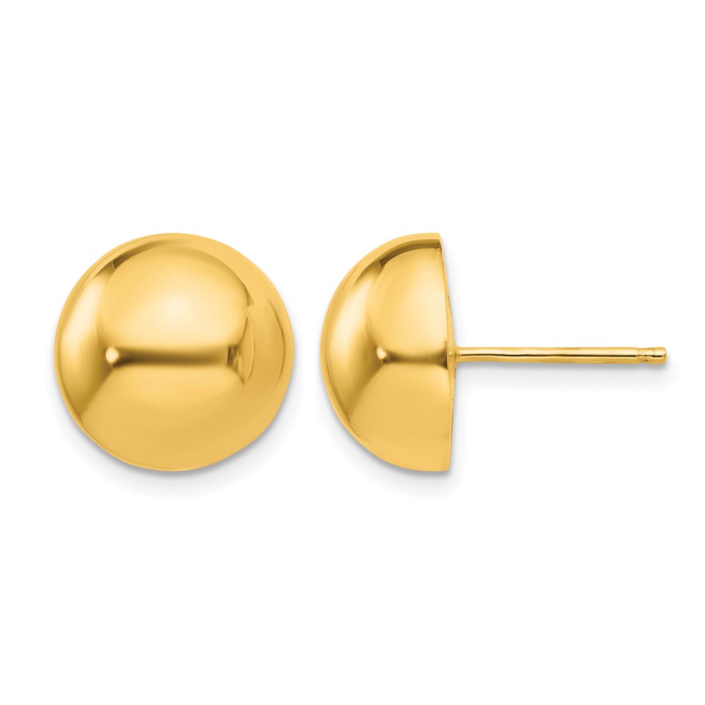 14k Polished 12mm Half Ball Post Earrings (E1035)
