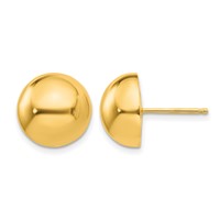 14K 12mm Yellow Gold Polished Half Ball Post Earrings view 1