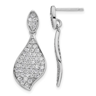 Sterling Silver Rhodium-plated CZ Fancy Dangle Earrings