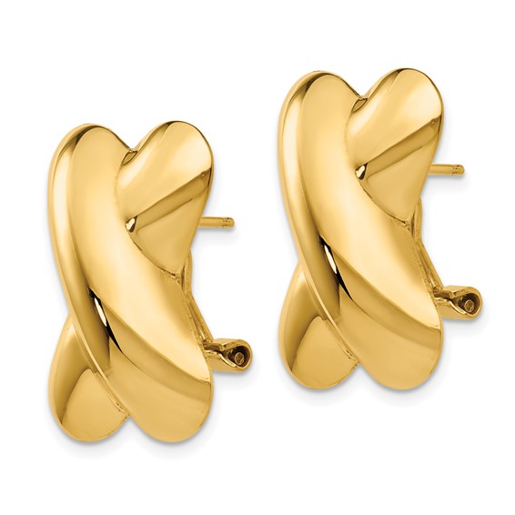 Gold Polished X Omega Back Earrings