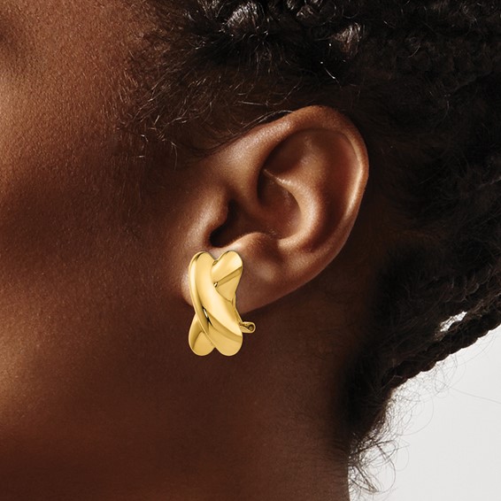 Gold Polished X Omega Back Earrings