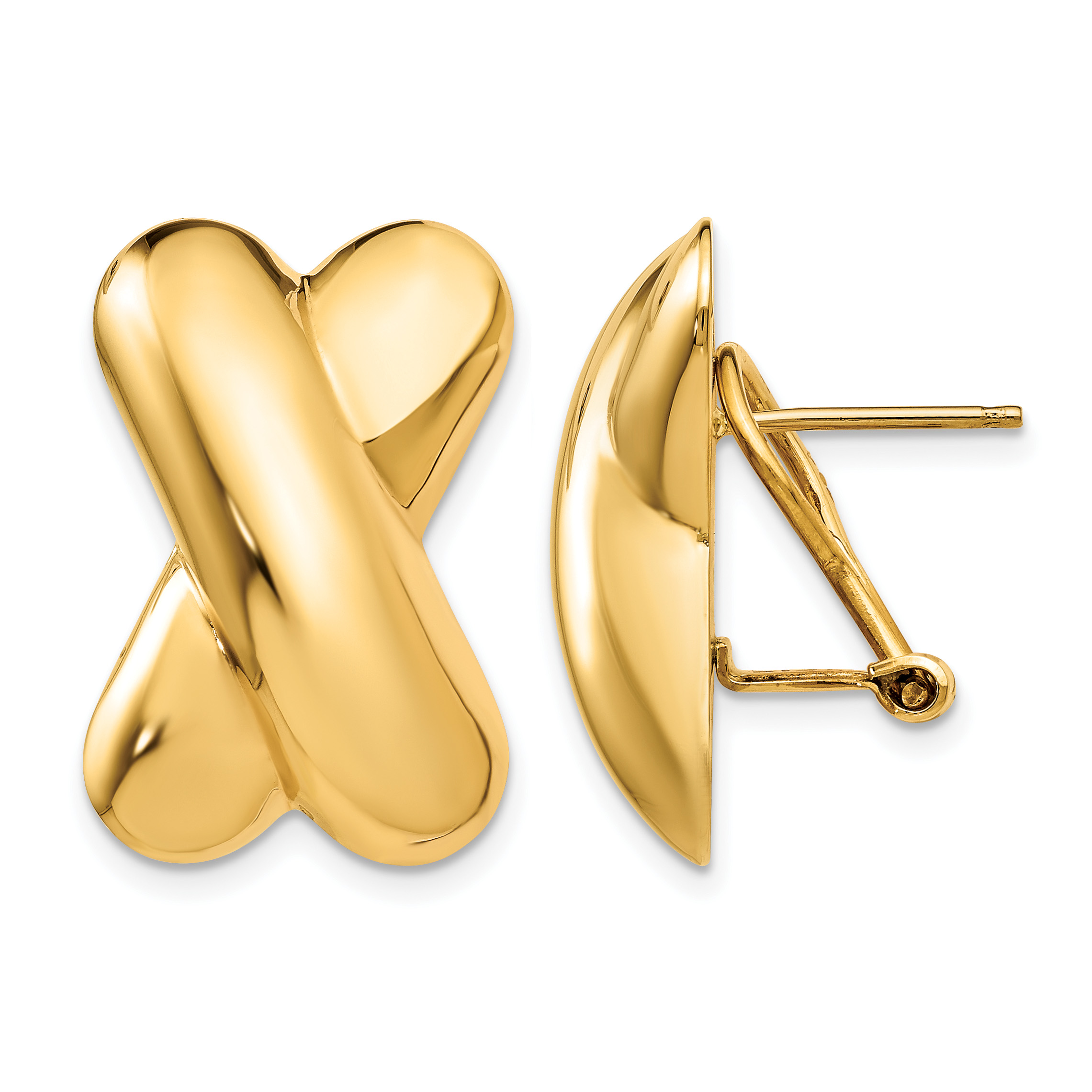 14k Polished X Omega Back Post Earrings (E156)