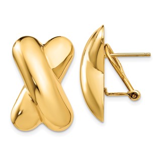 Gold Polished X Omega Back Earrings