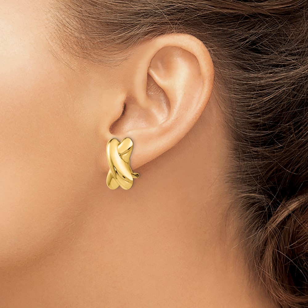 14k Polished X Omega Back Post Earrings (E157)