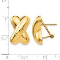 14K 13x19mm Polished X Omega Back Post Earrings view 4