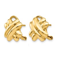 14K 13mm Yellow Gold Polished X Omega Back Post Earrings view 2