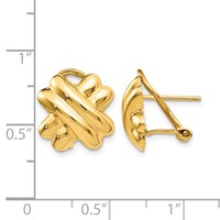 14K 13mm Yellow Gold Polished X Omega Back Post Earrings view 4