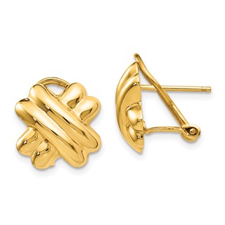 Gold Polished X Omega Back Earrings