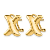 14K 16mm Polished X Omega Back Post Earrings view 2