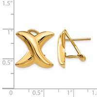 14K 16mm Polished X Omega Back Post Earrings view 4