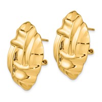 14K 27mm Polished Woven Omega Back Post Earrings view 2